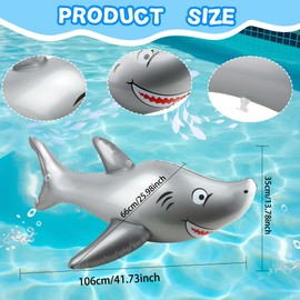 Feradny 4 Pack 40 Inch Inflatable Shark Pool Float Toy for Summer Beach Pool Sea Ocean Party Supplies