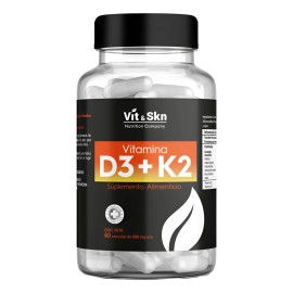 Vitamina D3 + Vitamina K2 Premium Vit & Skn 60 Cáps Vegano Sabor Sin Sabor