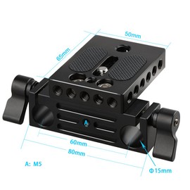 CAMVATE Camera Baseplate with 15mm Railblock for DSLR Rig 15mm Rod Rail Support System - 1236