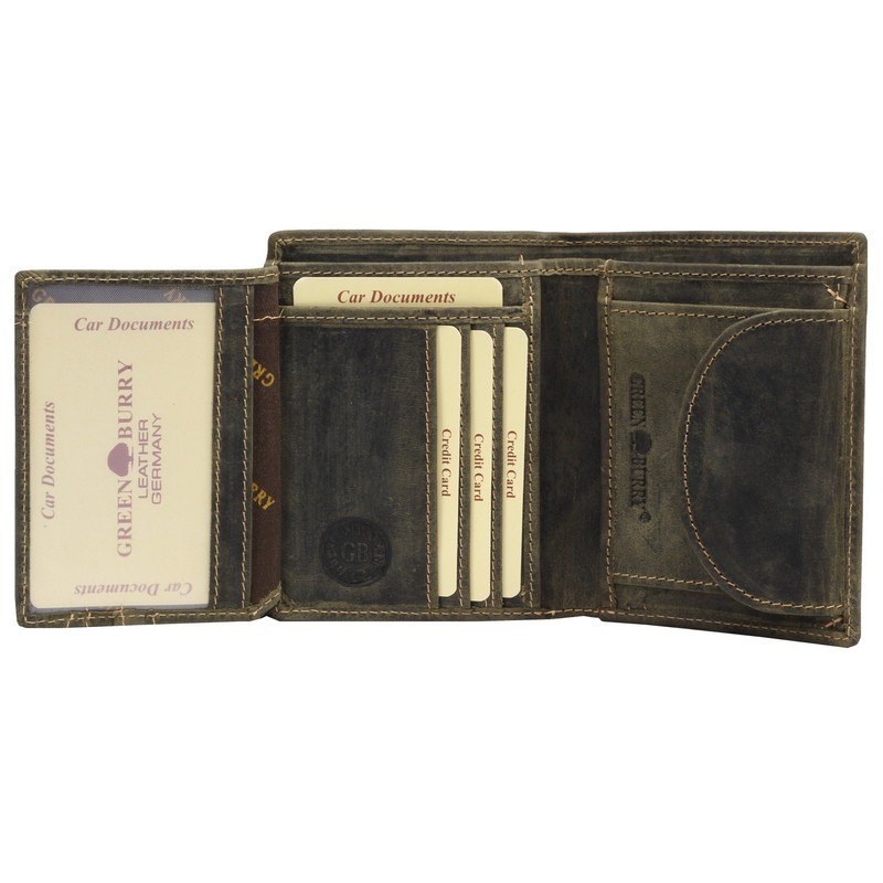 Greenburry Vintage Leather Wallet Olive Portrait Format, brown, Vintage