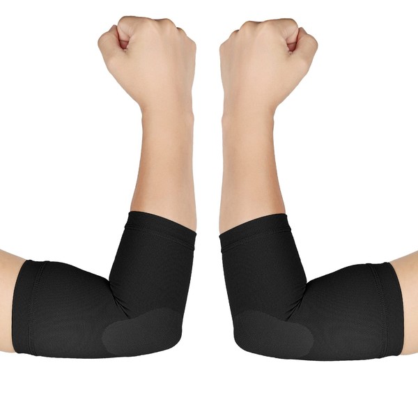 TOFLY® Elbow Compression Sleeves for Unisex, 20-30 mmHg Tennis Elbow Brace Support - Tendonitis and Tennis Arm Sleeves for Pain Relief & Arthritis, Elbow Protector Support Wrap for Recovery, Black M