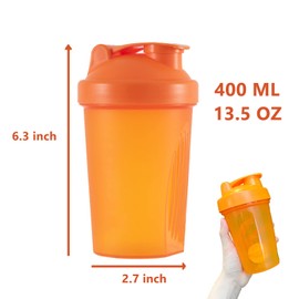 YAYAYOUNG Shaker Bottle Protein Shakes Cup and 13.5-Ounce/400ML Shaker Bottle with Whisk Balls, Protein Shaker Bottle Set, Free of BPA plastic (2PCS) (Blue+Orange)