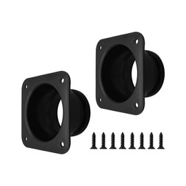 2Pcs 4 Inch Duct Connector Flange, ABS Plastic Wall Plate, Square to Round Straight Pipe Fitting for Heating, Cooling, Ventilation, Exhaust Fan, HVAC System, Dryer Vent, Black