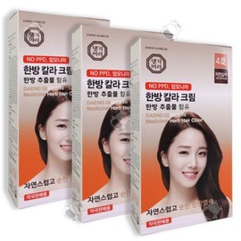 braided hair Herbal Color Cream No. 4 Natural Brown x3 pieces Daenggi Meori / 한방칼라크림 4호 자연갈색 x3개 댕기머리