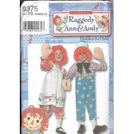 Simplicity Sewing Pattern - 9375 - Use to Make - Child Raggedy Ann & Andy Costumes - Sizes 3, 4, 5, 6, 7, 8
