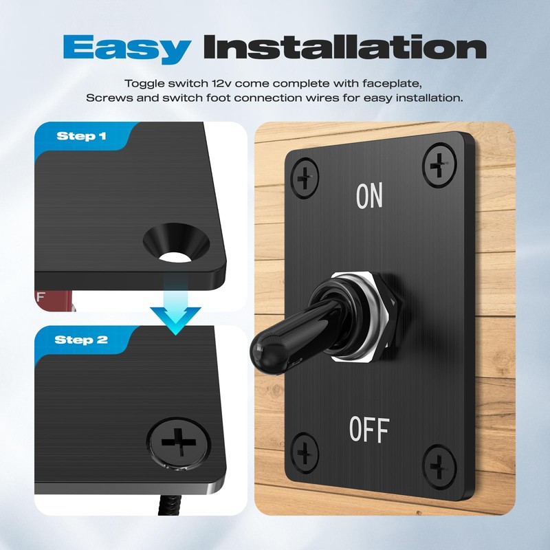 Toggle Switch 12V, Malictele ON/Off 2Pin SPST 12V DC30A Heavy