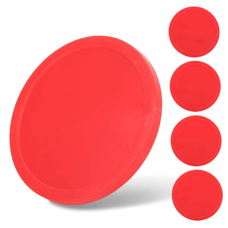 4PCS Air Hockey Pucks, Red Plastic Hockey Pucks Replacement Accessories