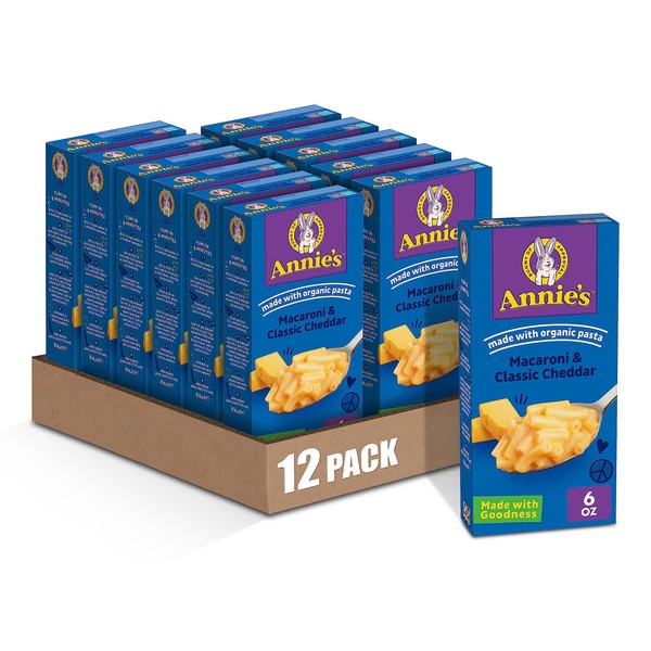 Annie’s Classic Cheddar Macaroni and Cheese Dinner with Organic Pasta, 6 OZ (Pack of 12)