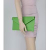 Girly Handbags Womens Italian Genuine Leather Envelope Clutch Bag (Lime