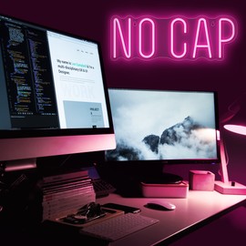 Lumoonosity No Cap Neon Signs - Meme Led Neon Lights for Gamers, Streamers - Premium Acrylic Led Signs for Wall, Bedroom, Game Zone, Man Cave, Game Room Decor - 16.5 x 5.9-inch