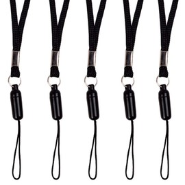 ZhaoCo 5 Pcs 17 Inch Nylon Detachable Neck Lanyards Straps for Business, Offices, Exhibitions, School, Mobile Phones, USB Flash Drives, Keychains, ID Name Card Badge Holders - Black
