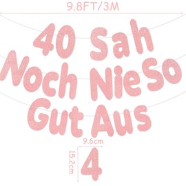 40th Birthday Decoration, 40 Never Look So Good, Glitter Rose Gold 40th Birthday Banner, Funny 40th Birthday Decorations for Women 40 Years, Happy 40th Birthday Party Supplies