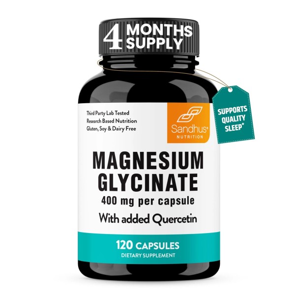 Magnesium Glycinate 400mg Capsules with Quercetin | Quality Sleep Relaxation