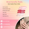 24Pcs Square False Nails Short, French Pink Tip Nude Press