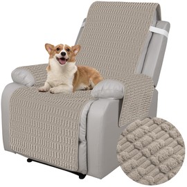 Foxdecor Recliner Chair Covers, Recliner Cover Non-Slip Chair Covers, Washable Recliner Couch Cover Furniture Protector, Covers for Recliner Chair with Elastic Straps. (Brown, 23" W)