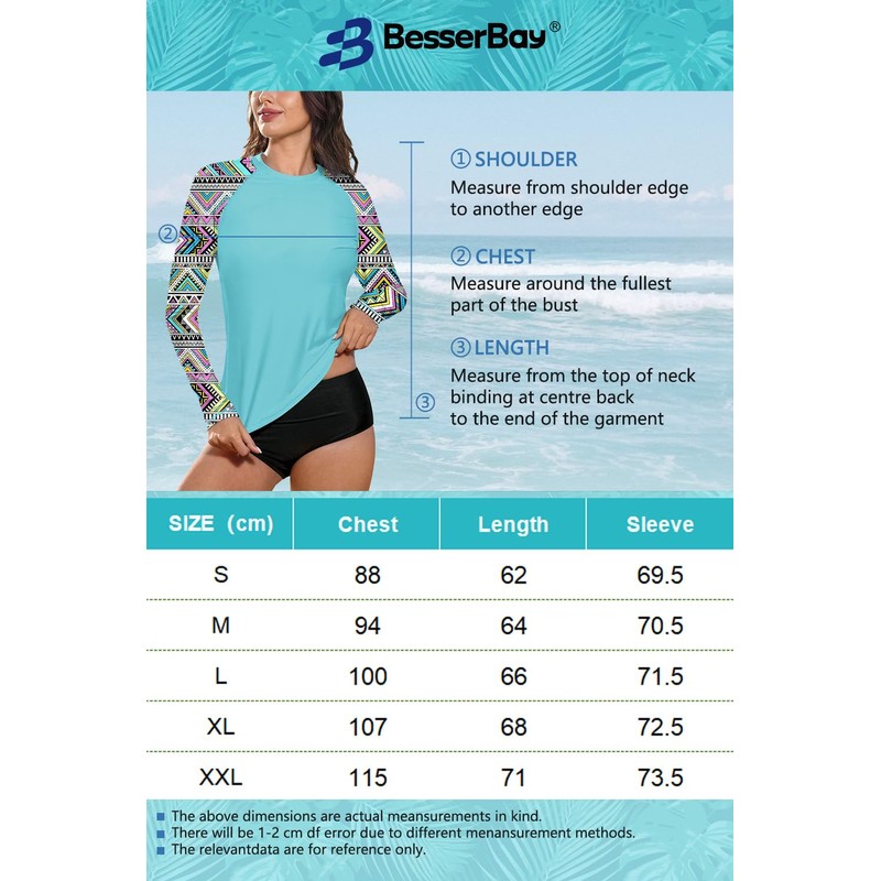 BesserBay Womens Rash Guard Swimming Long Sleeve Quick Drying Sun