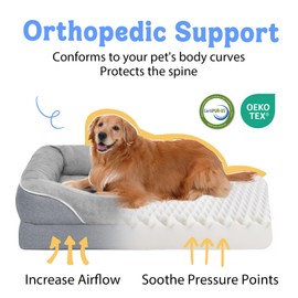Washable Orthopedic Large Dog Bed - Extra Large Dog Beds with Bolsters Removable Orthopedic Foam Support Dogs Bed Waterproof Cover Non-Slip Bottom Pet Beds
