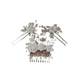 Seleny Bridal and Special Occassion Handmade Hair Accessories (Rose Gold, Hair Comb and Pins)