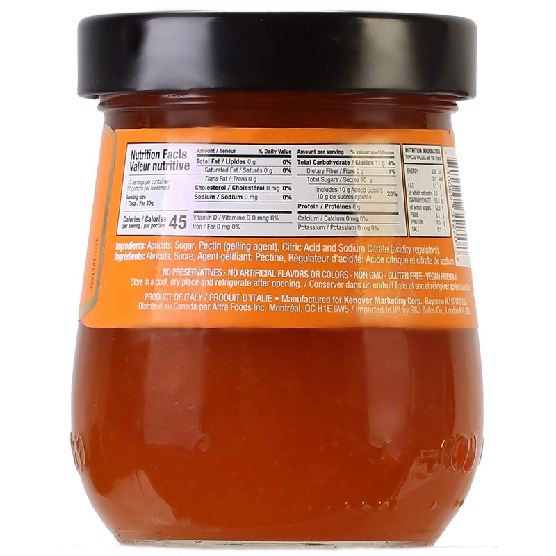Tuscanini Premium Italian Apricot Preserves, 11.64 oz Jar, Spreadable Fruit