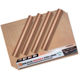 Oven Liners for Bottom of Electric & Gas Oven- Premium Heavy Duty Reusable Copper Grill Mats for Outdoor Gas Charcoal BBQ Grill Mat Non Stick Grilling Mat Protects 4 Pack