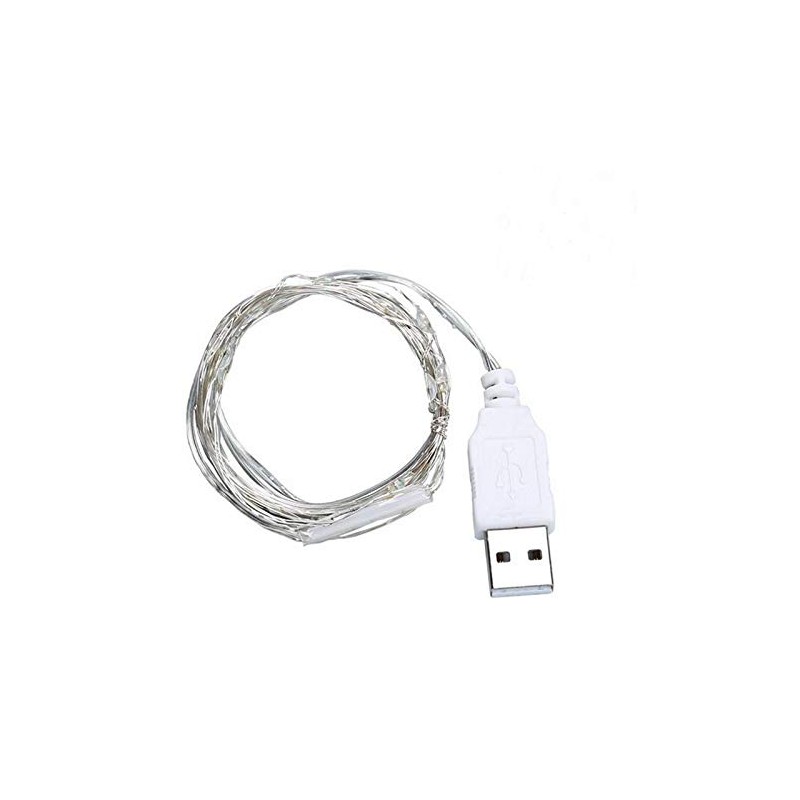 Fidt 9ft 30 LED USB String Lights Silver Wire String
