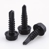 #10 x 3/4" (100 pcs) Black Hex Washer Head Self