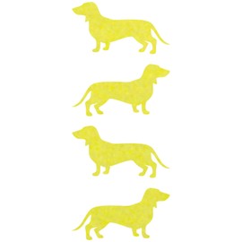 LiteMark Reflective Lemon Yellow 2.5 Inch Daschund Sticker Decals for Hard Hats, Helmets, Tool Boxes and More - Pack of 4