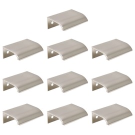 LC LICTOP Arc Modern Finger Edge Pulls 50mm/1.97" Length Tab Pull Finger Drawer Pulls Nickel Brushed, 32mm/1.26" Hole Center,10Pcs
