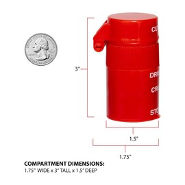 EZY DOSE 3 Compartment Pill Crusher, Cutter and Grinder, Daily Usage, Safely Cut Pills, Vitamins, Tablets, Accurate and Easy Cutting, Stainless Steel Blade, Removable Drinking Cup, Red, BPA Free