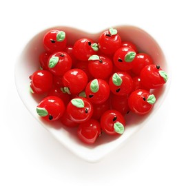 picocosmxiruo 12Pcs Miniature Red Apples 3D Resin Fruit, Fake Food, Food Props,Doll Props,Cabochon, Faux Food(NOT Edible)