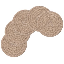 sourcing map 8 Inches Trivets for Hot Dishes, Heat Resistant Jute Trivets for Hot Pots and Pans, 5 Pcs Cotton Hot Pads Coasters Mat for Countertops, Cooking