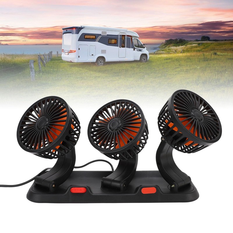 3 Head Car Fan, 2 Speeds Adjustable, 360 Degree Rotation,