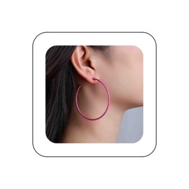 Yheakne Vintage Colourful Hoop Earrings Large Thin Red Hoop Earrings Candy Colour Circle Earrings Large Red Huggie Hoop Earrings Jewellery for Women, Zinc