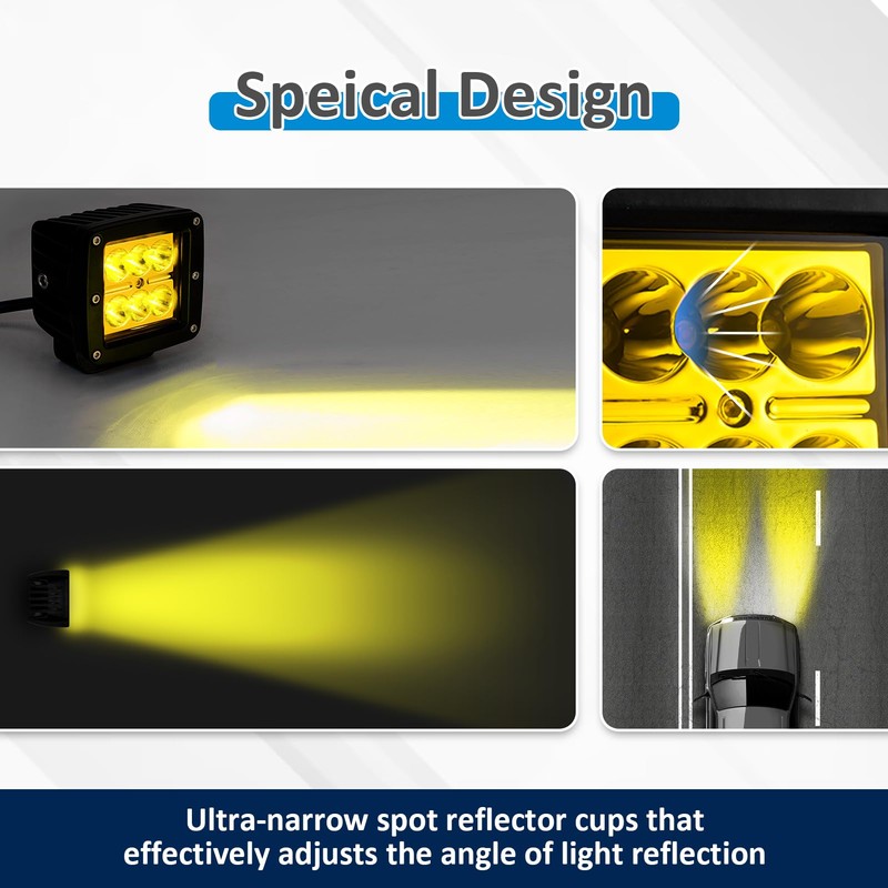 Wsays 2PCS LED Amber Light Pods & Ditch Hood Hinge