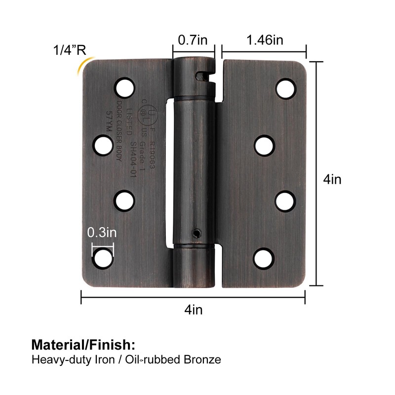 Haidms 3 Pack Spring Hinge 4 Inch Oil Rubbed Bronze
