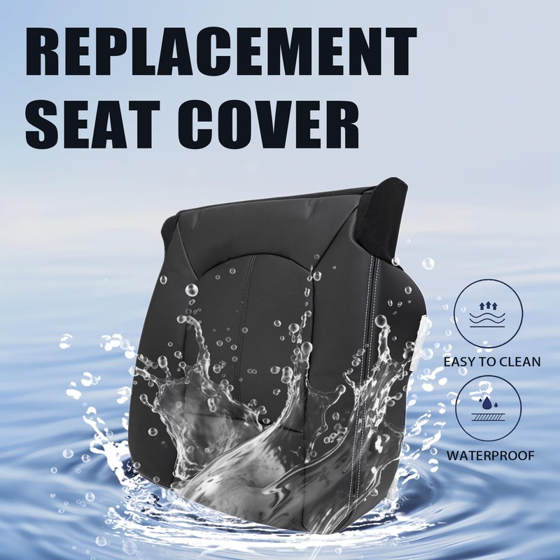 Priprilod Black Leather Driver Side Bottom Perforated Replacement Seat Cover