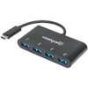 Manhattan AC-5495 Hub USB-C 4 Ptos Negro, Negro