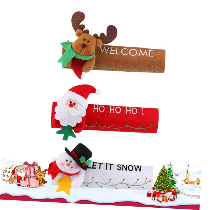 Hohopeti Christmas Storage 3 Pack Iridescent Snowman Refrigerator Handle Covers