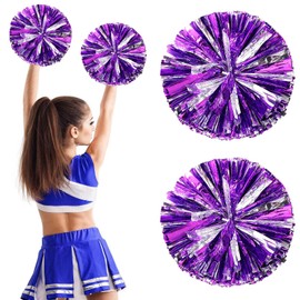 Pack of 2 Cheerleading Pompoms, Metallic Cheerleading Pompoms for Children, Cheerleader Pompoms, Hand Flowers, Sports Squad, Cheer Accessories, Spirit Cheering Pom for Games, Sports, Competition