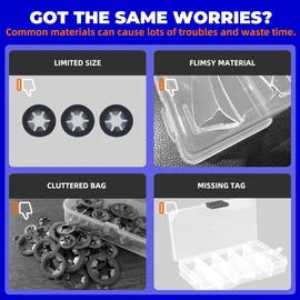 NexSync 350PCS 65Mn Steel Internal Tooth Star Lock Washers Kit - M2.5/M3/M4/M5/M6/M8/M10 Black Oxide Quick Speed Clips, Rust-Resistant Fasteners for Automotive & Machinery Repair
