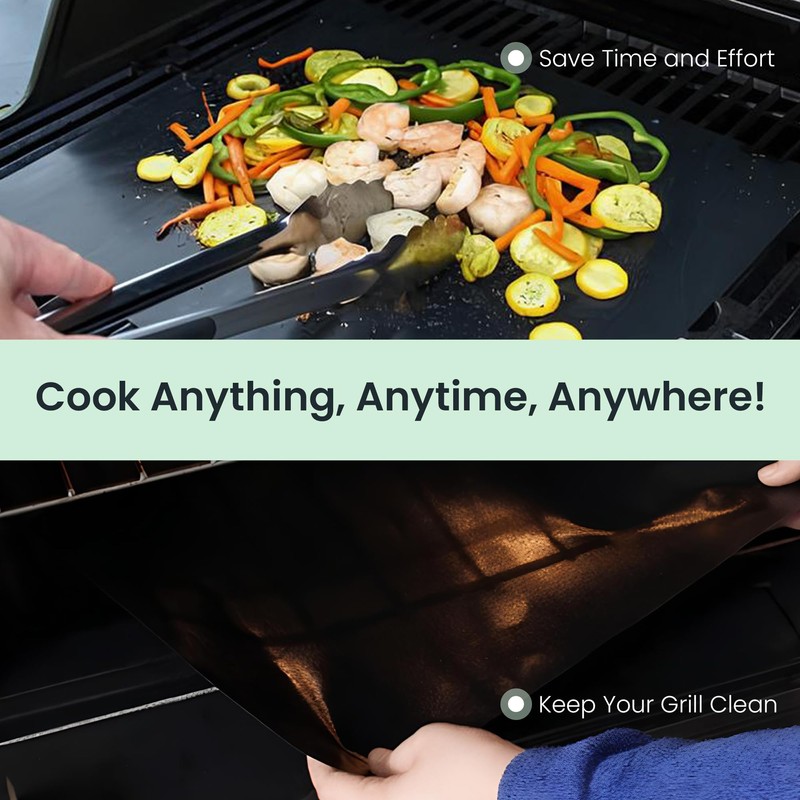 Amourmat BBQ Grill Mats 3pce | Non-Stick, Reusable Liners for