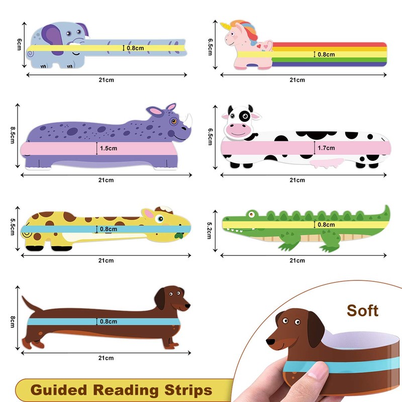 Guided Reading Strips, Animal Highlight Bookmarks Help with Reduce Visual