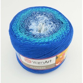 YarnArt Flowers Yarn 55% Cotton 45% Acrylic 250gr 1094yds Multicolor Cotton Yarn Rainbow Crochet Yarn Spring Summer 2 Sport Yarn (299)