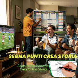 WALLFID 98x70cm Poster Calendario Mondiale 2026,Ora Europa Centrale, Poster del club dei tifosi, Coppa del Mondo 2026, registrazione dei risultati della partita