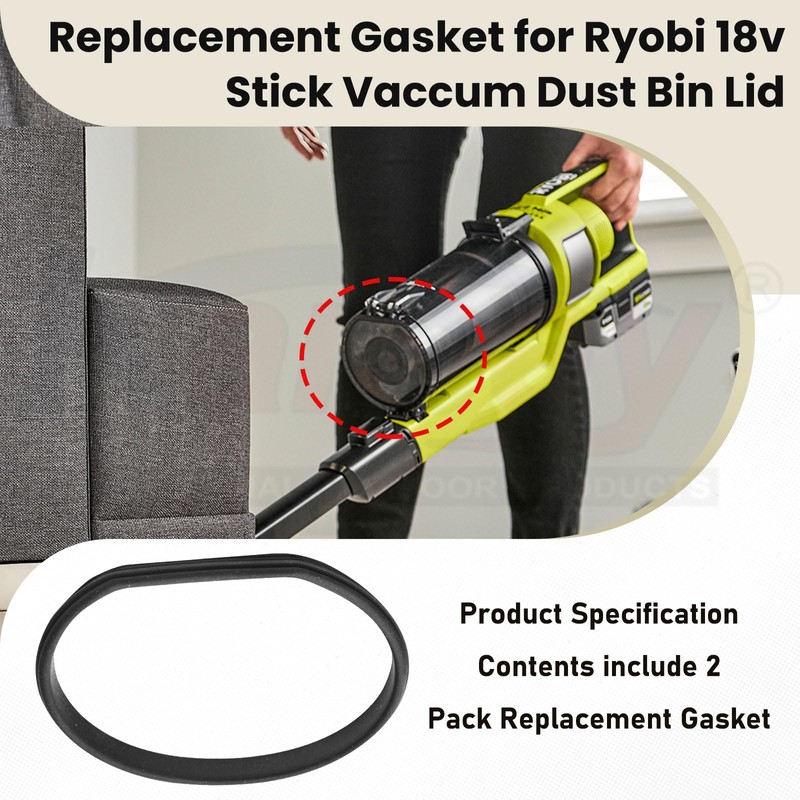 2 Pack Replacement Gasket for Ryobi 18v Cordless Stick Vac
