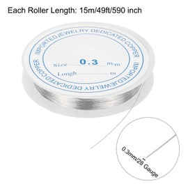 MECCANIXITY 28 Gauge Copper Wire for Jewelry Making, 1 Roll Craft Tarnish Resistant Beading Wire for Jewelry Making Supplies DIY (Silver)-49ft