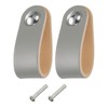 sourcing map 2 Packs Leather Drawer Pulls, Single Hole Leather