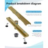 HTOH Gold Shower Drain, 304 Stainless Steel Linear Shower Drain