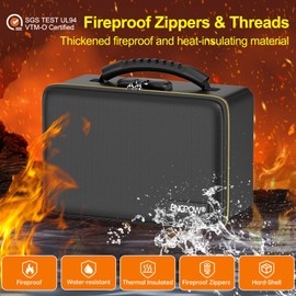 ENGPOW Fireproof Money Box,Hard Case Fireproof Box with Fireproof Zipper＆Lock,6400°F Heat Insulated Fireproof Water Resistant Safe Box for Cash,A5 Document,Passport and More,11x7.3x5.5 Inches