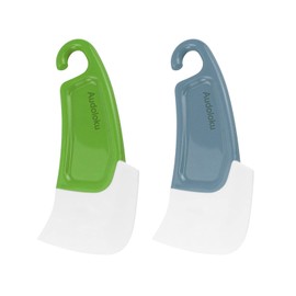 Raspador de silicona para limpiar platos, espátula, rascador de platos, rascador de cocina, antiadherente, espátula de limpieza de goma, herramienta de limpieza de ollas, 2 piezas (verde y gris)